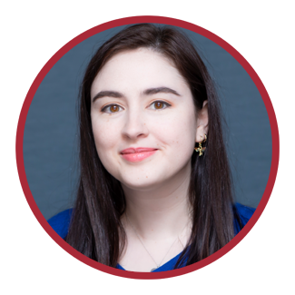 Headshot of the UMC Foundation's Director of Communications and Stewardship, Rebecca Roe, with a red border.